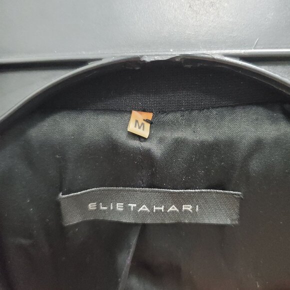 Elie Tahari Women's Black Satin Lapel Stretch‎ 3 Button Career Blazer Size M - Picture 4 of 6